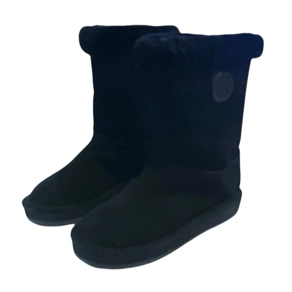 Michael Michael Kors Suede Leather Shearling Sheepskin Fur Black Boots US Size 6
